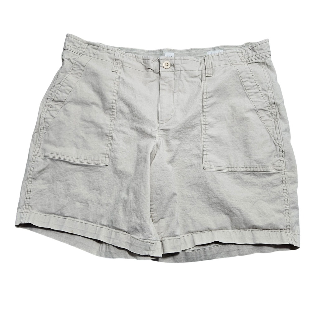 Gap Womens Girlfriend Chino Shorts Khaki Stone Size 16 Relaxed Utility Cotton *